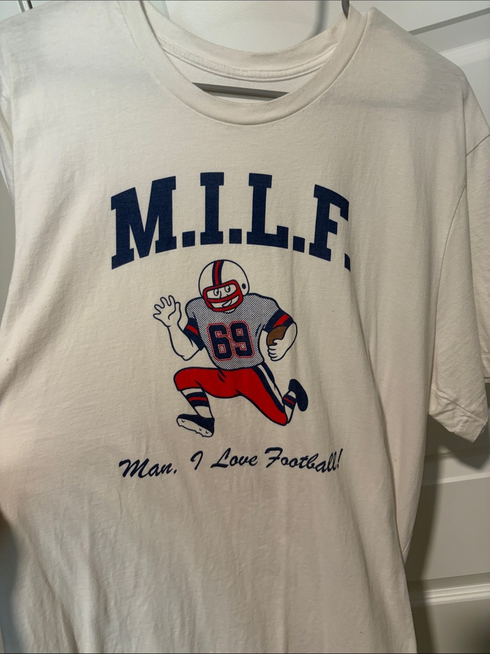 M.I.L.F. (Man I Love Football) Graphic Football Tee - White